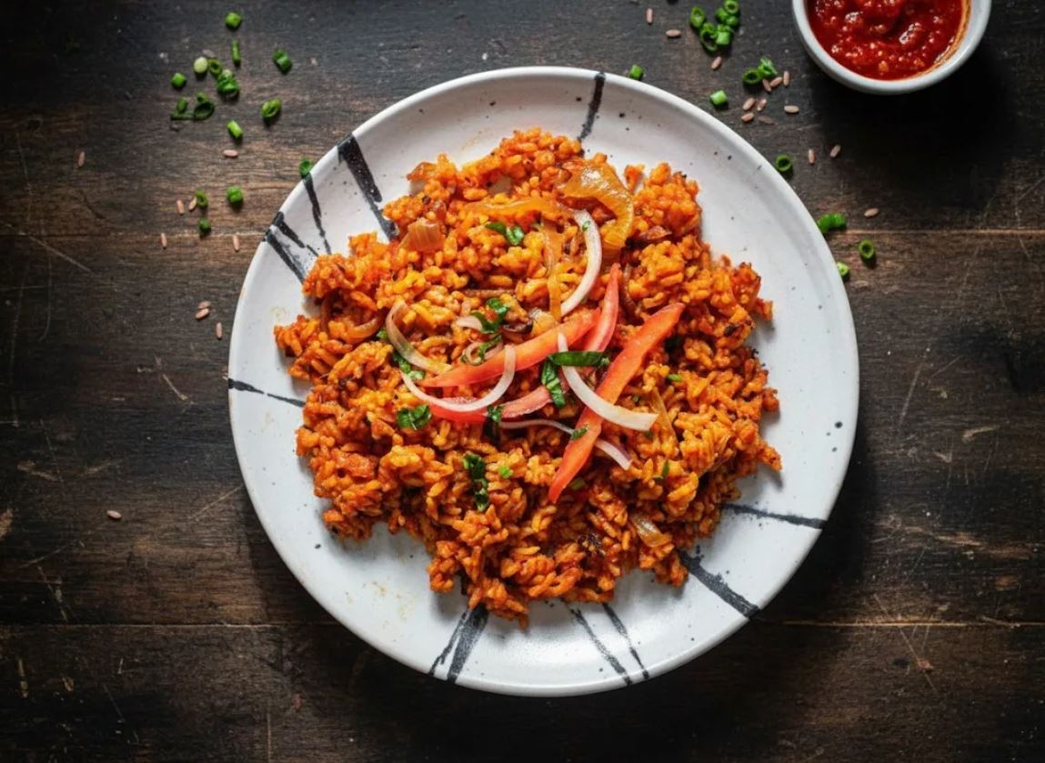 Ghana-style jollof with plantains
